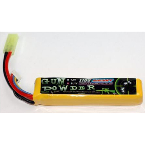 Gun Powder - 1 stick - 11.1v - 1100Mah - 18C - Connecteur Mini Tamiya