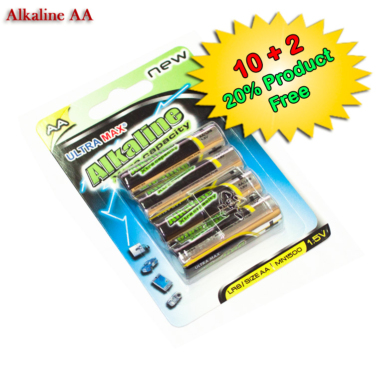 Offre 10 + 2 - Piles Alkaline Xtra capacit� LR6 (AA) - 1,5V 1500mah - blister de 4
