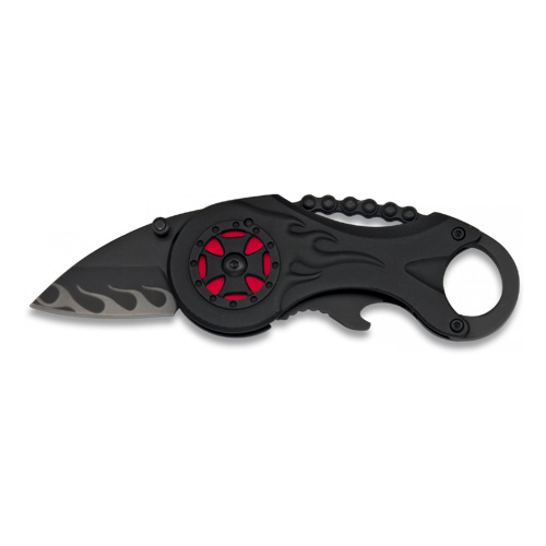 Couteau biker - Noir rouge - lame 3.5cm