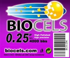 Biocels - bille BIO D�gradable 0.25g blanche 1kgr (4000 bbs)