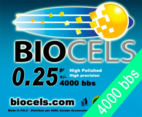 Biocels - bille BIO D�gradable 0.25g blanche 1kgr (4000 bbs)
