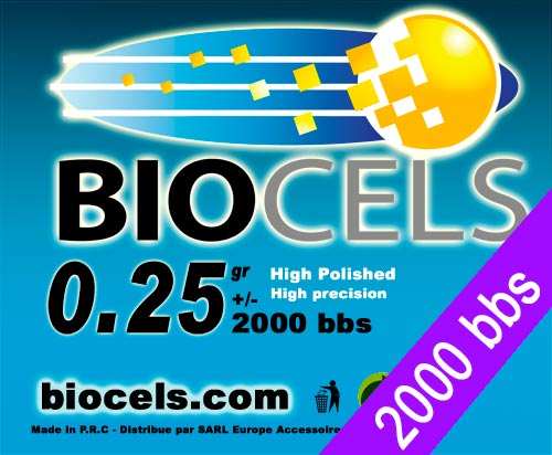 Biocels - bille BIO D�gradable 0.25g blanche sac de 2000bbs