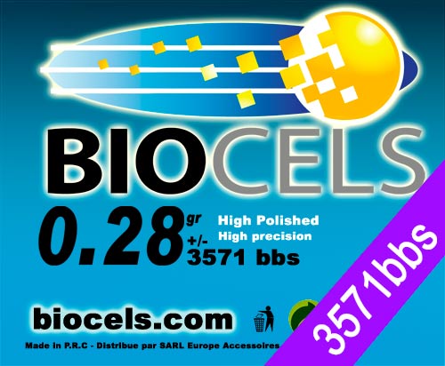 Biocels - bille BIO D�gradable 0.28g blanche 1kgr (3571 bbs)