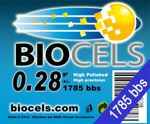 Biocels - bille BIO D�gradable 0.28g blanche sac de 1785bbs