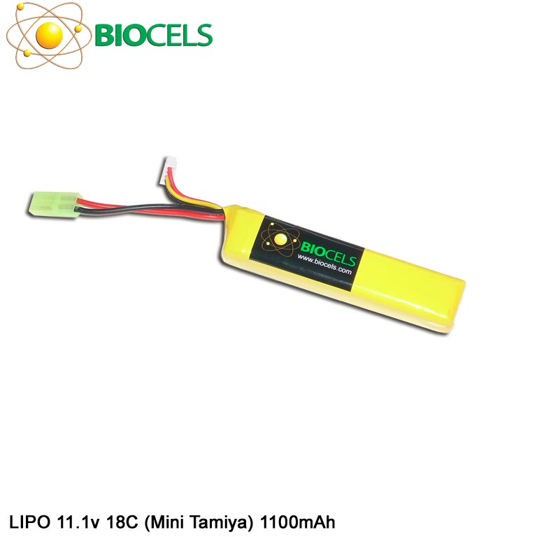 BIOCELS - Pack Lipo 1 stick - 11.1v - 1100Mah - 18C - Connecteur Mini Tamiya
