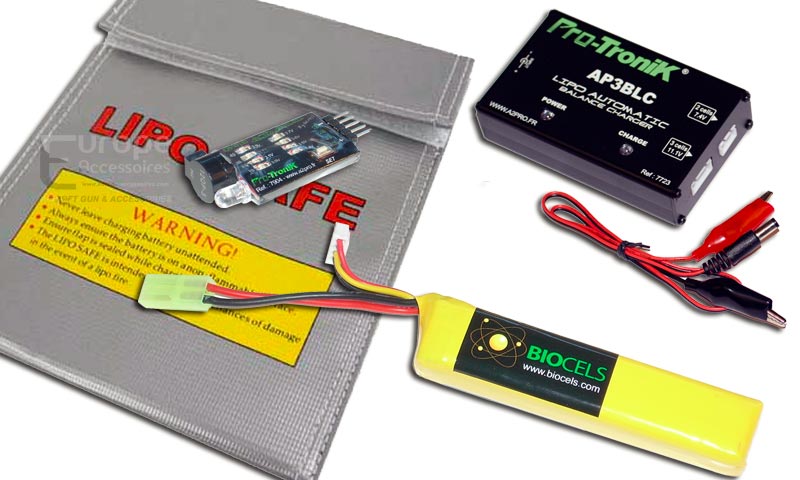 Kit BIOCELS - Pack Lipo 1 stick - 11.1v - 1100Mah - 18C - Connecteur Mini Tamiya