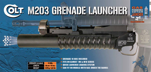 Cyber Gun - Lance grenade M203 pour serie M4 / M16 � Gaz Full M�tal