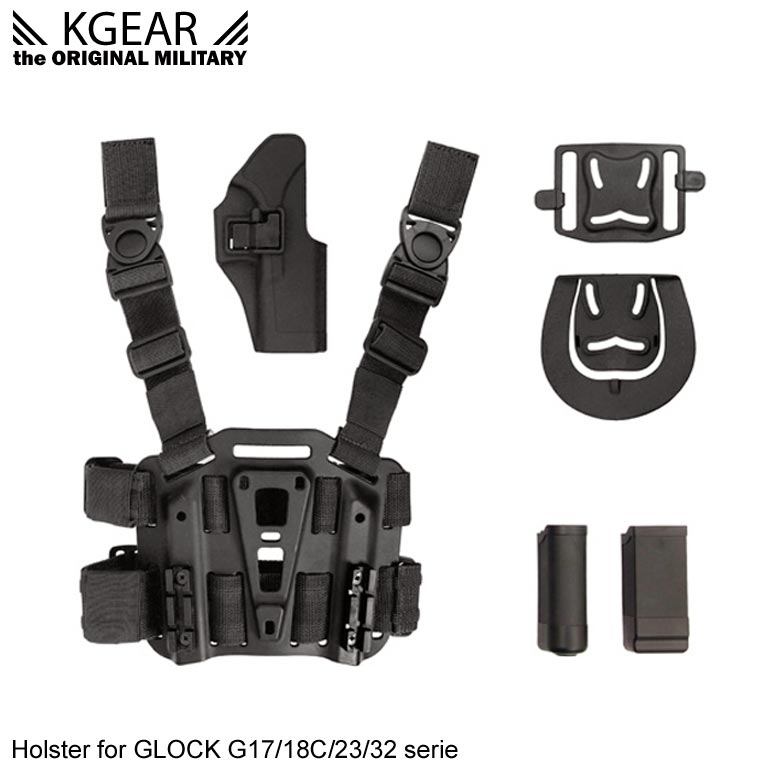 Kgear - Kit Holster à rétention (02) pour type GLOCK - Noir - Droitier