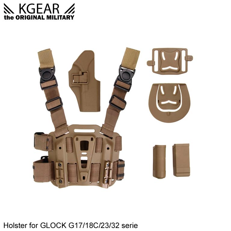 Kgear - Kit Holster à rétention (02) pour type GLOCK - TAN - Droitier