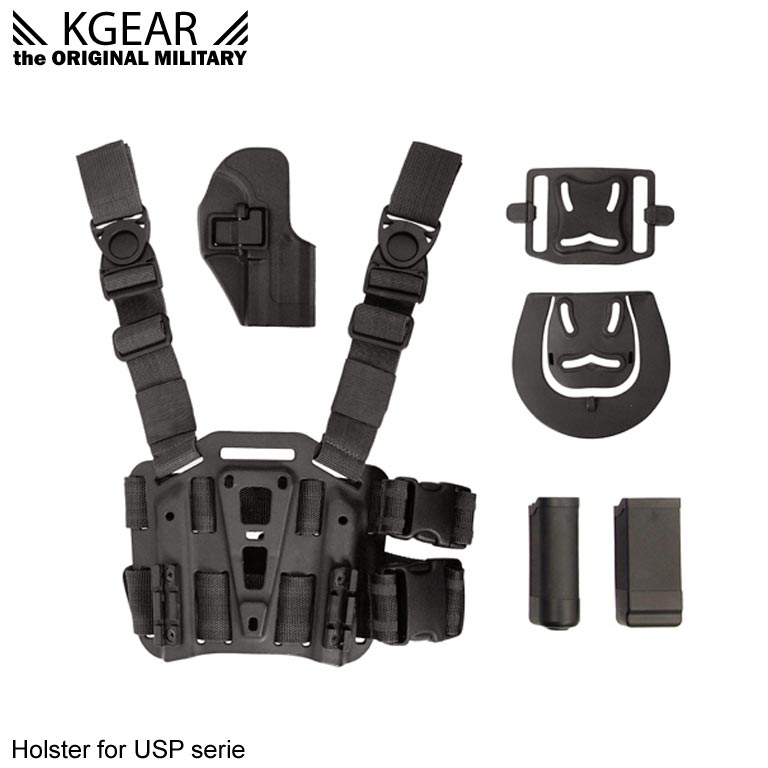 Kgear - Kit Holster à rétention (02) pour type USP - Noir - Droitier