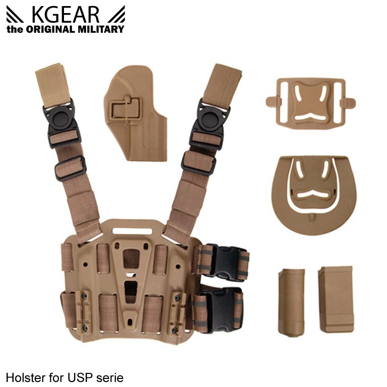 Kgear - Kit Holster à rétention (02) pour type USP - TAN - Droitier