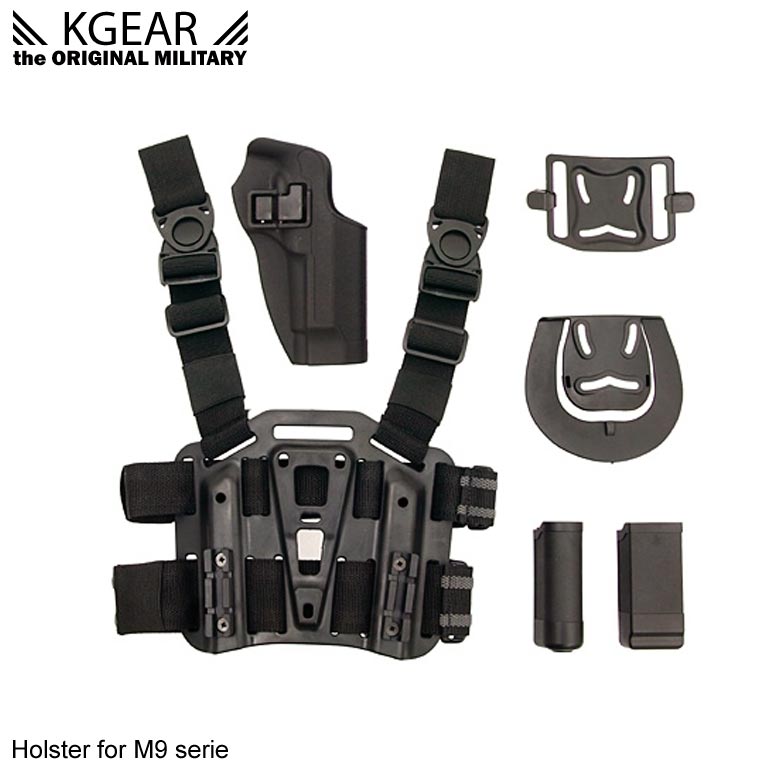 Kgear - Kit Holster à rétention (02) pour type M9 - Noir - Droitier