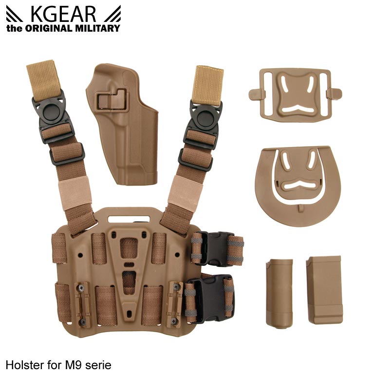 Kgear - Kit Holster à rétention (02) pour type M9 - TAN - Droitier