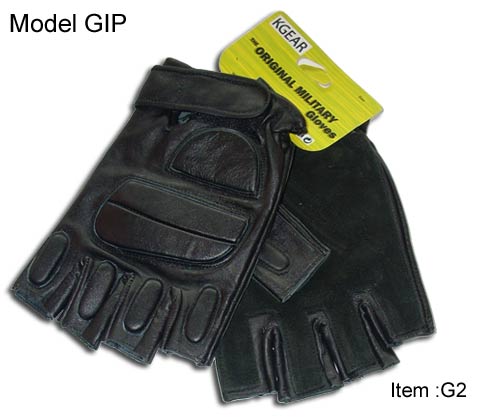 Kgear - Gants 1/2 doigts Cuir taille S - Noir - modèle GIP