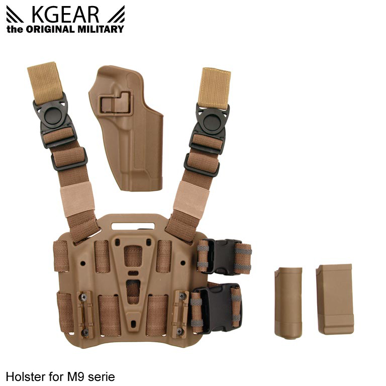 Kgear - Kit Holster à rétention (01) pour type M9 - TAN - Droitier