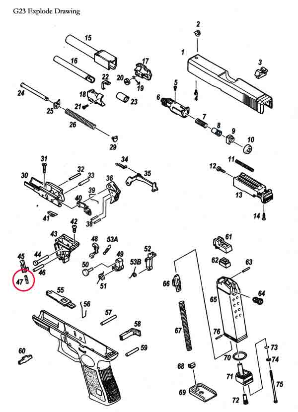 KJWORKS -  Part n° 47 knocker lockspring for Glock série