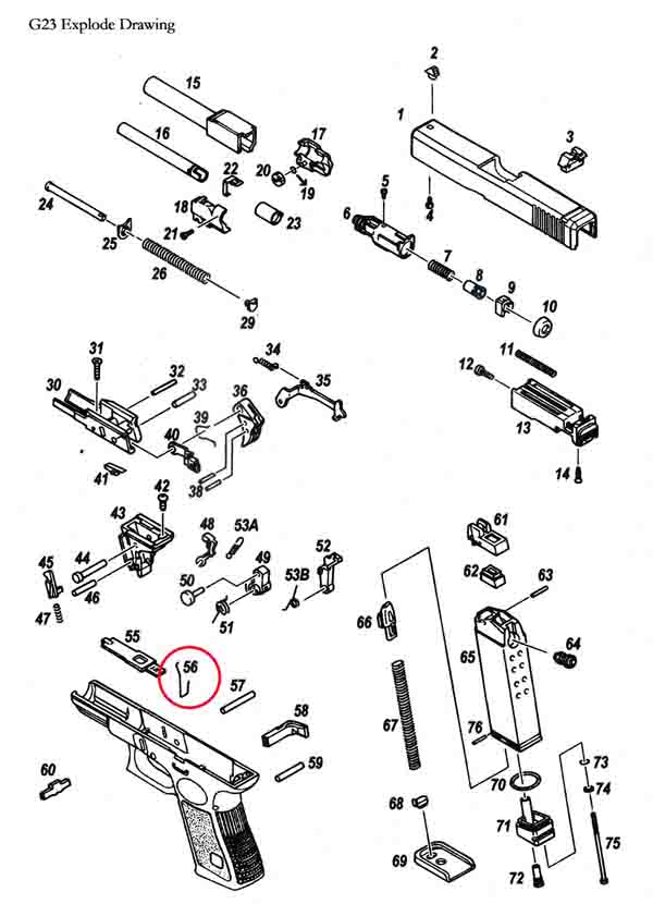 KJWORKS -  Part n° 56 magazin catch spring for Glock série