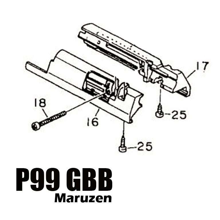 Maruzen - P99 GBB Assembly part number 16,17,18,25