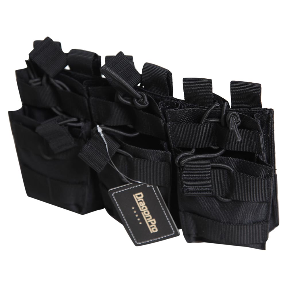 DRAGONPRO DP-PO015-002 Double Layer Triple 5.56 Mag Pouch BLACK