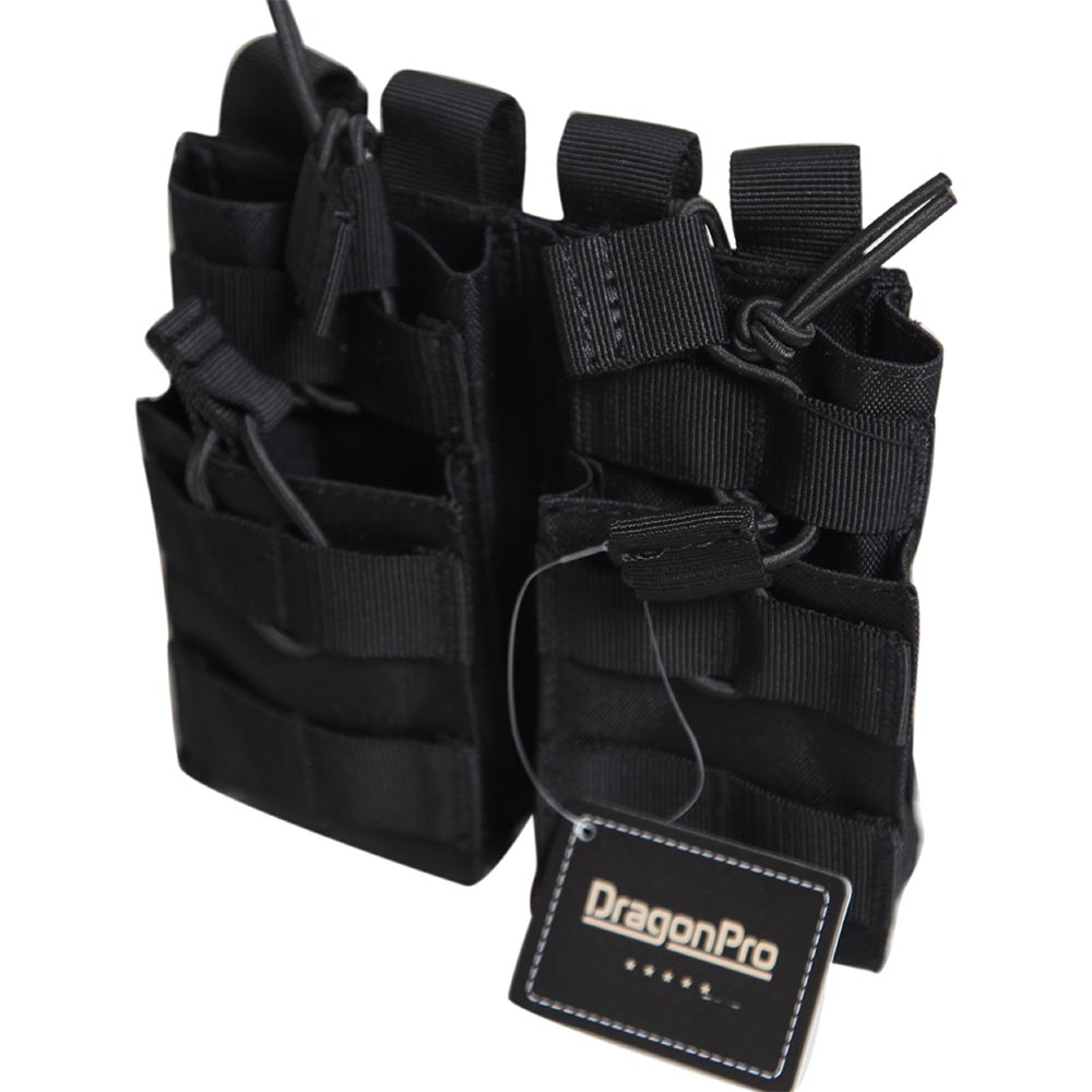 DRAGONPRO DP-PO016-002 Double Layer Double 5.56 Mag Pouch BLACK