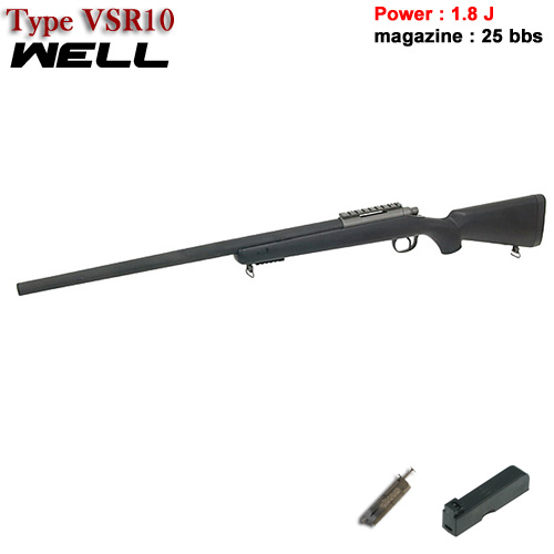 Well- Sniper type VSR 10 noir - Ressort - 1.8 J - 6 mm