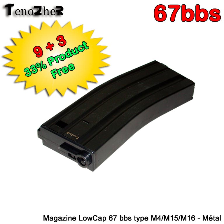 TenoZheR - Offre 9 + 3 - magazine 67 bbs metal - Pour AEG TZR 100 serie (type M4)
