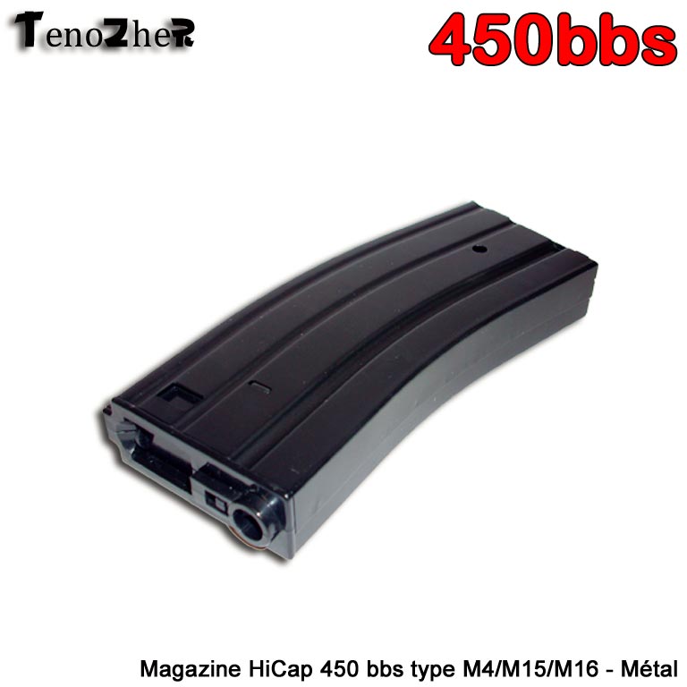 TenoZheR - magazin HiCap 450 bbs type M4/M15/M16 - métal BK - AEG