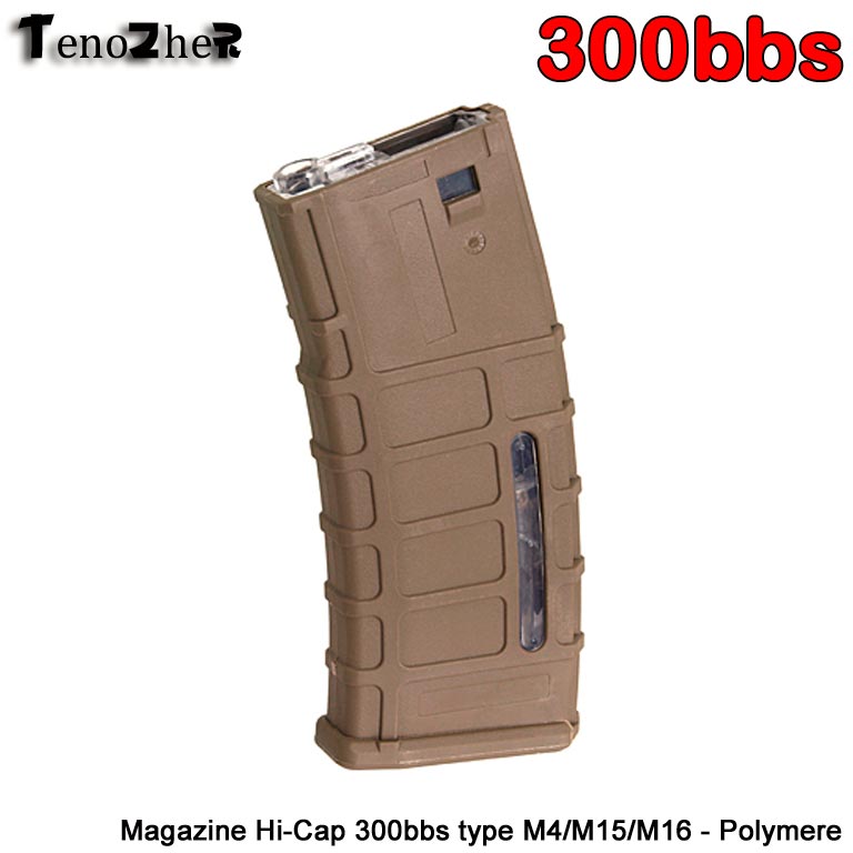 TenoZheR - magazin HiCap 300 bbs type M4/M15/M16 - Polymère Tan