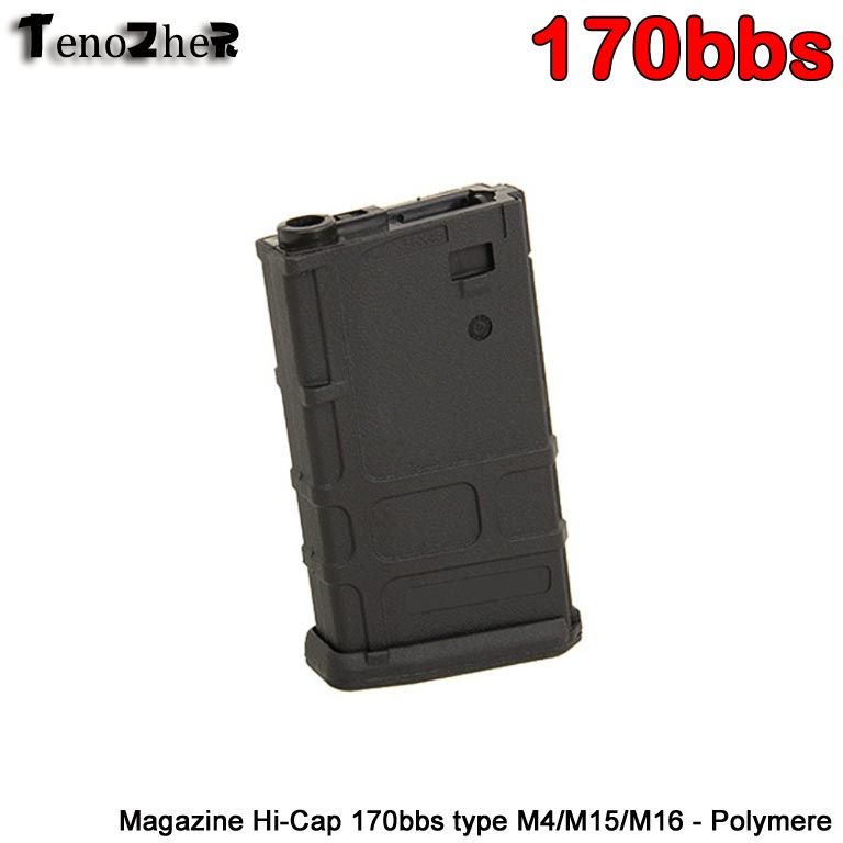 TenoZheR - magazin HiCap 170 bbs type M4/M15/M16 avec clips- Polymère BK