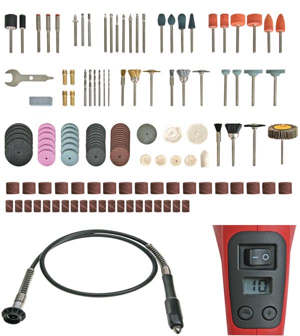 Perceuse electrique & jeu de gravure avec flexible - 182 pcs 